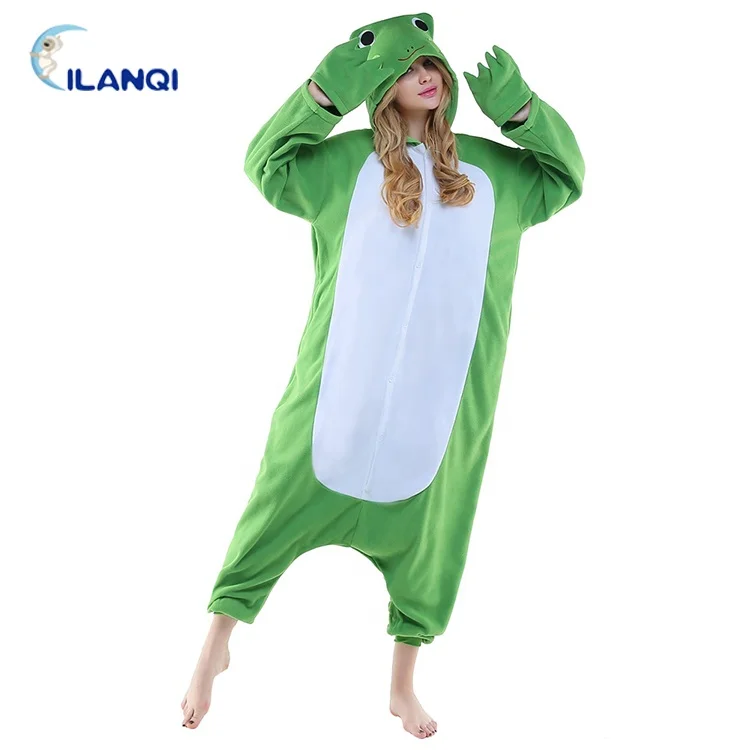 Manufacturer onesie flannel fleece polyester frog animal pajamas for adults