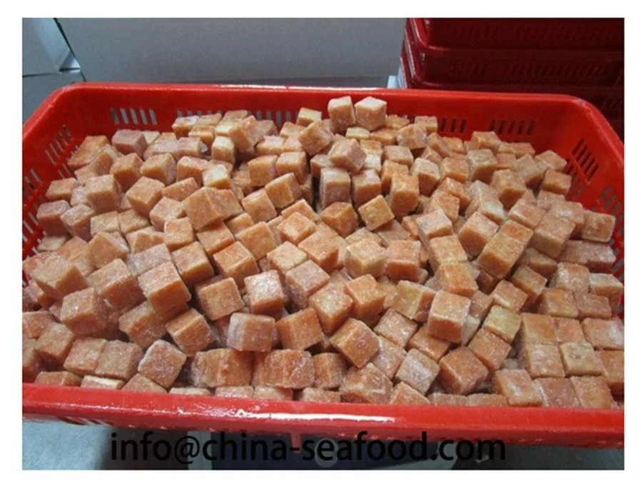 Frozen salmon portion cube