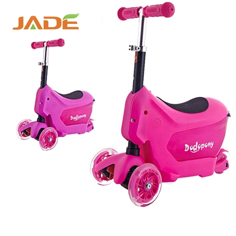 Plastic kids pedal kick scooter with seat for sale/ wholesale 3 PVC wheel kids scooter from china