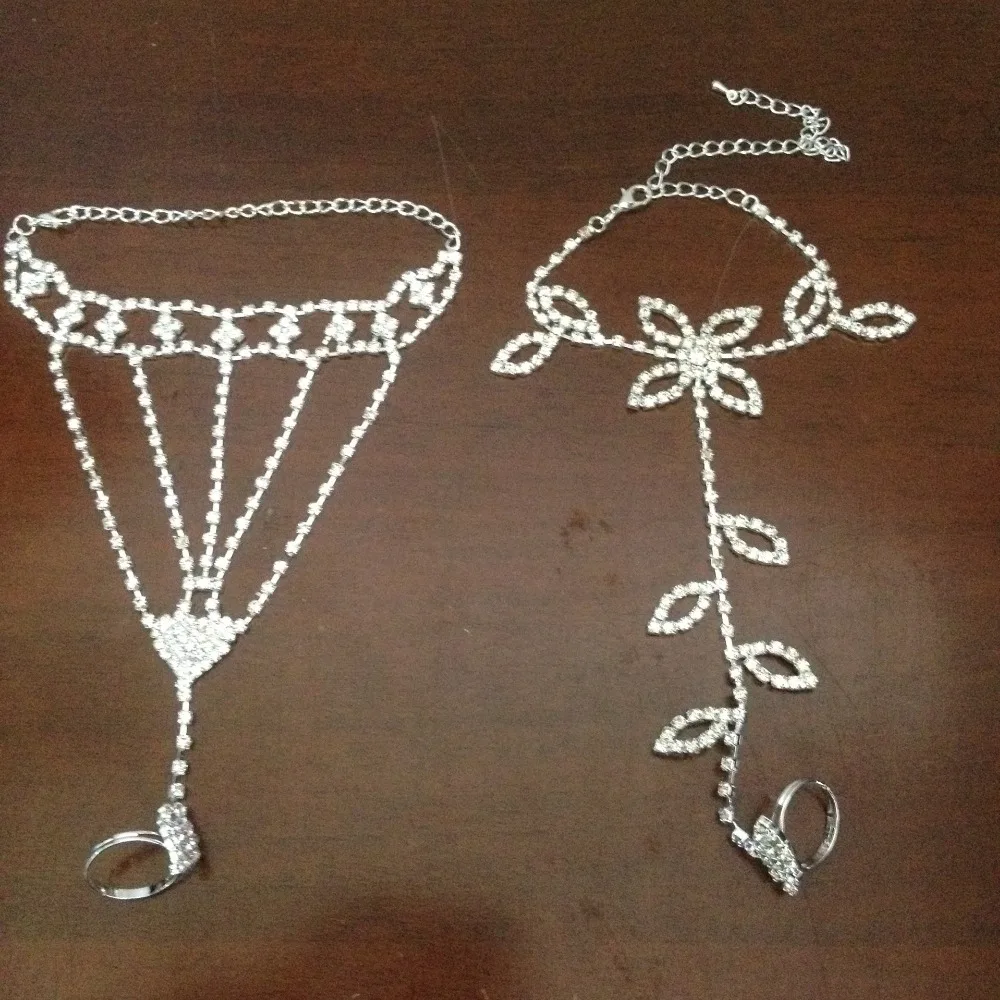 
Sexy rhinestone barefoot sandals Foot bracelet Beach foot jewelry with pearl cross beads anklets for women 