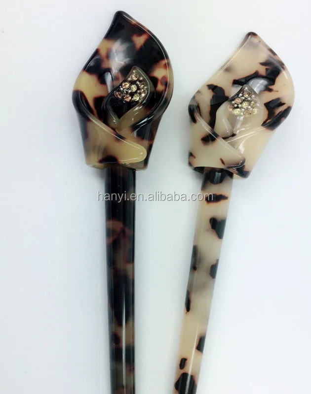 
fashion cellulose acetate hair accessories tortoise plastic hair stick 