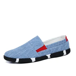 Мужские парусиновые туфли-лодочки из льна для весны и лета