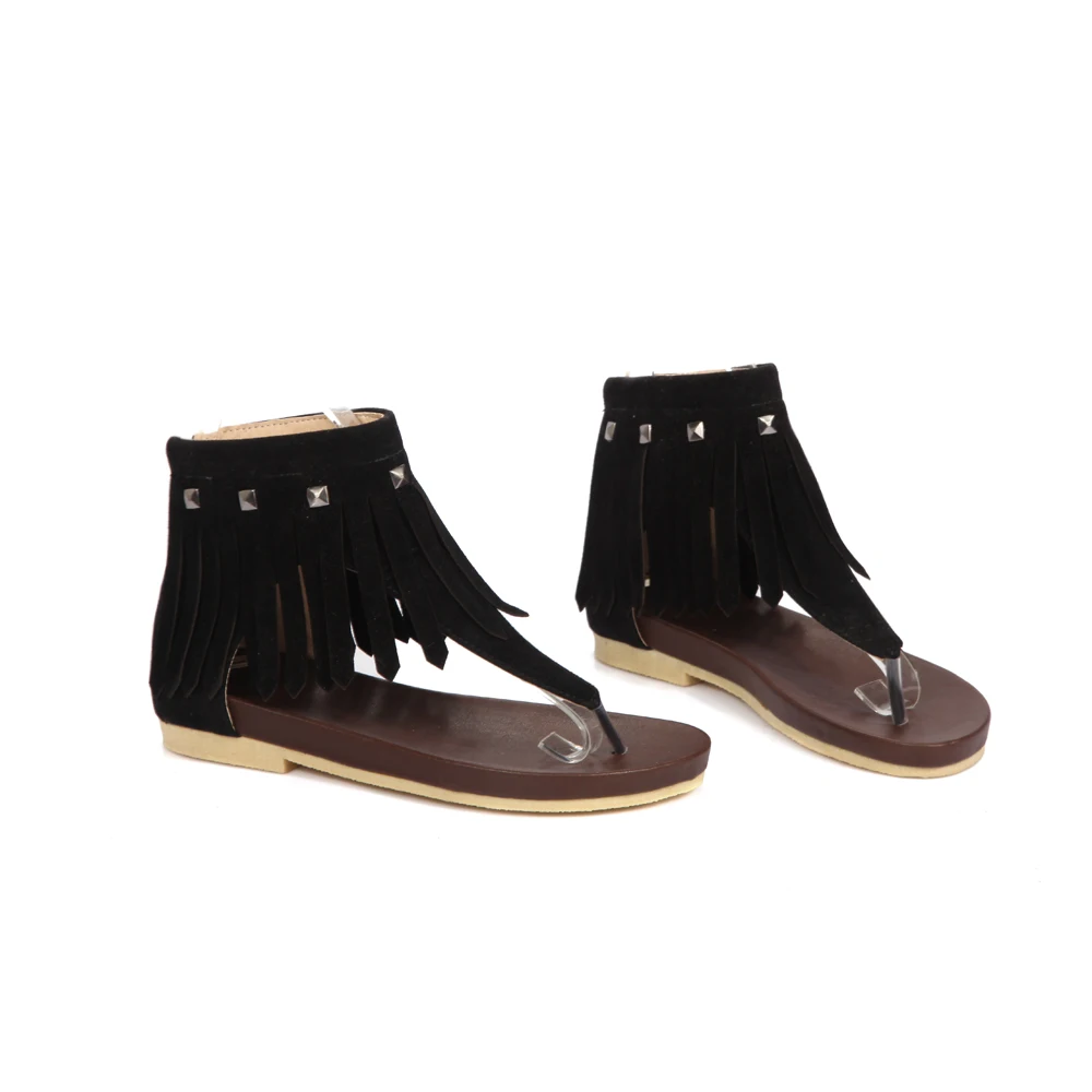 
Women fashion tassel rivet low heel sandals stylish custom best quality summer shoes 