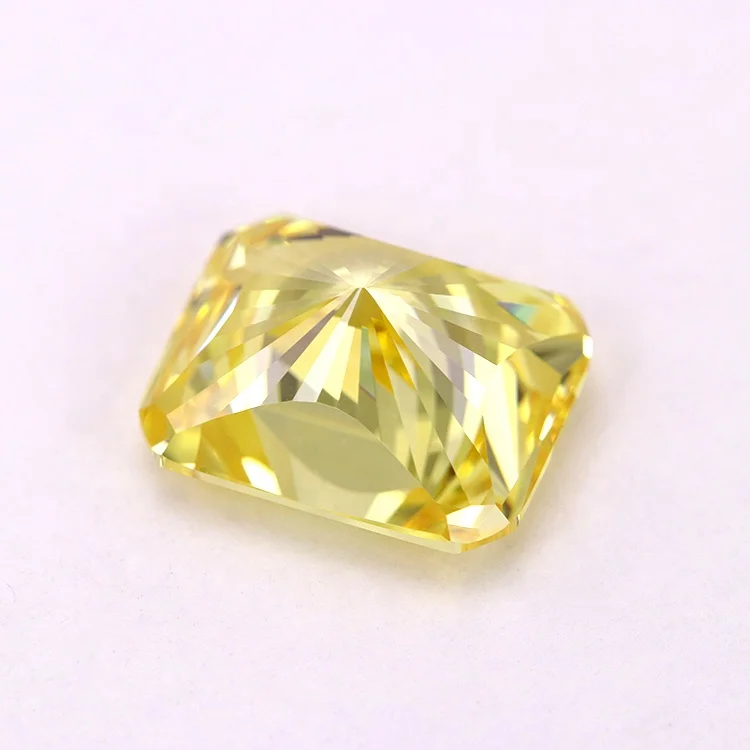 hand polish 5A grade 6x8mm loose canary yellow octangle shape radiant cut cubic zirconia stones