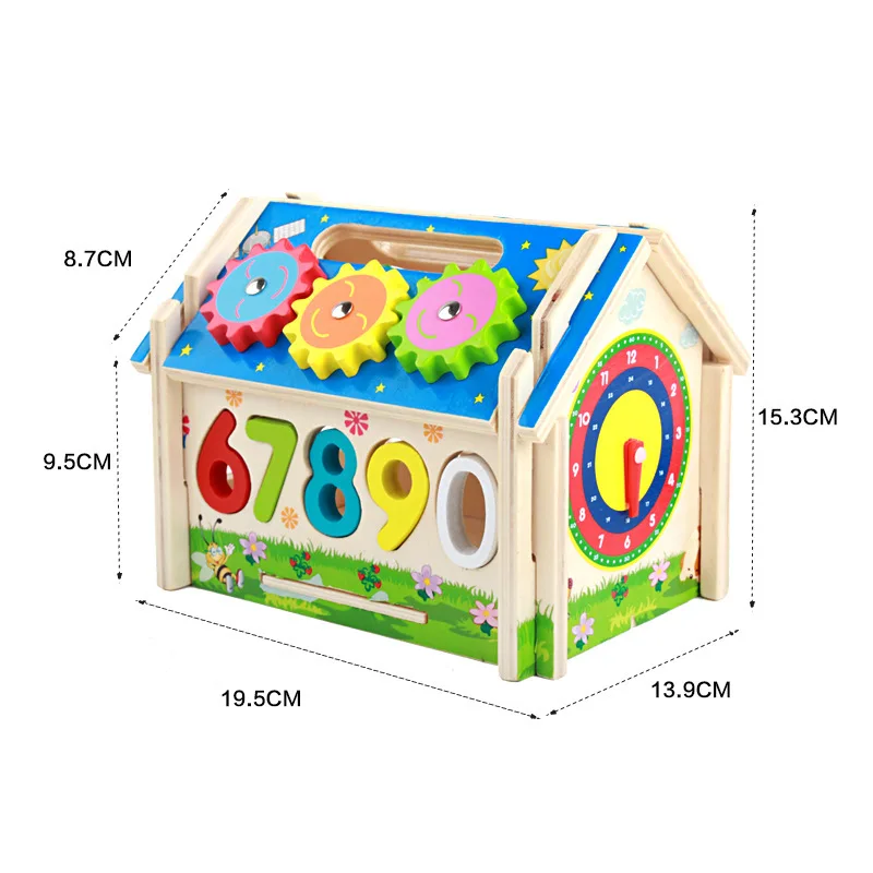 Wholesale wooden Early Educational Preschool  Number Blocks Wisdom Assemble Diy Wooden House toys WMT15