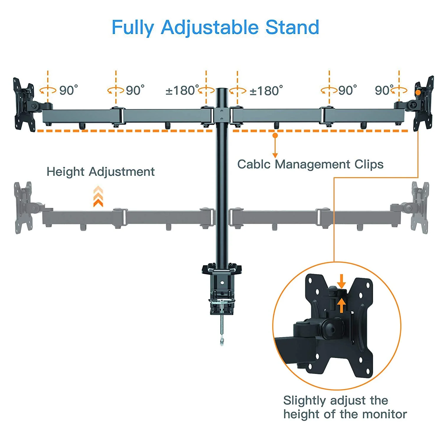 
Hot Selling Computer Economical Dual Monitor Mount 13-27 Inch LCD Monitor Desk Monitor Mounts 
