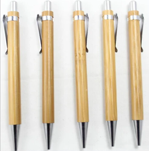 Custom logo printed Clip bamboo pen