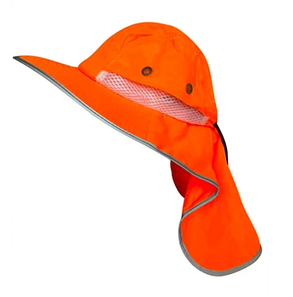 Men Packable Adjustable High Visibility Sun Hat with Neck Flap Wide Brim Boonie Hat Bucket Cap