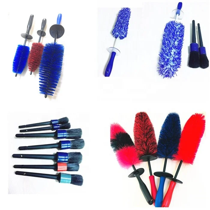 auto vehicle wheel woolies tyre rim cleaner wool brush set car tire detailing brush