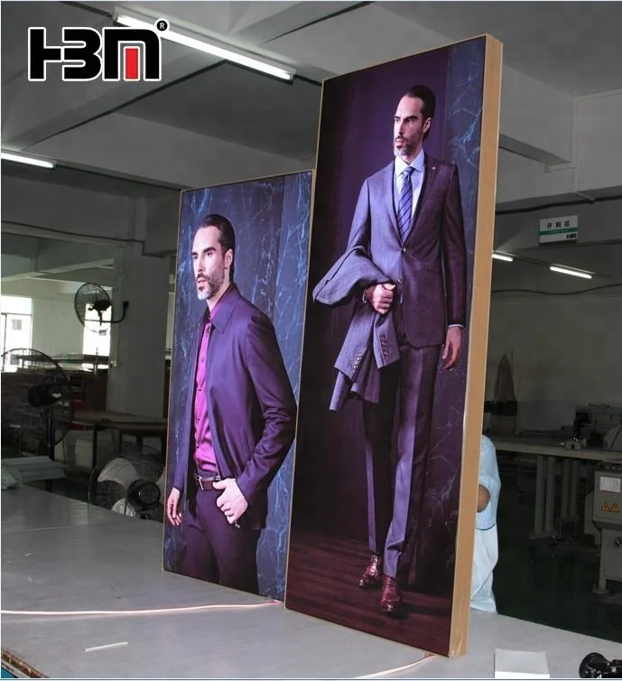 textile lightbox led edge-lit light box for cloth store Single side LED backlit Aluminum frame fabric light box