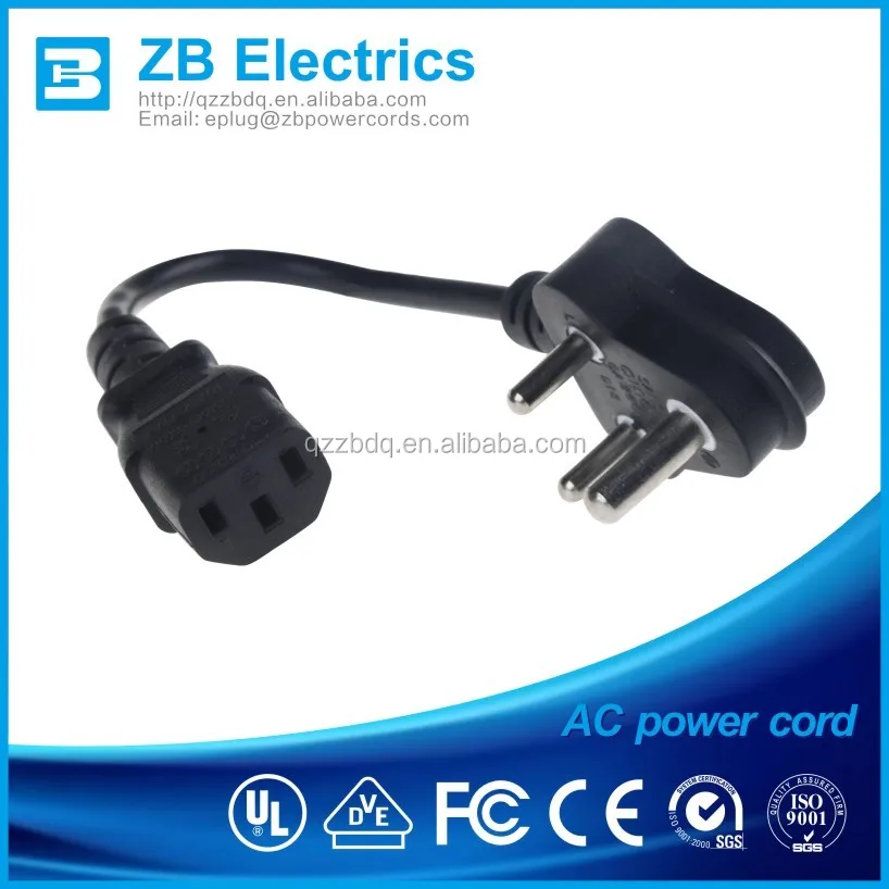 IEC c13 power cord type india power supply cord/south africa sabs power cords