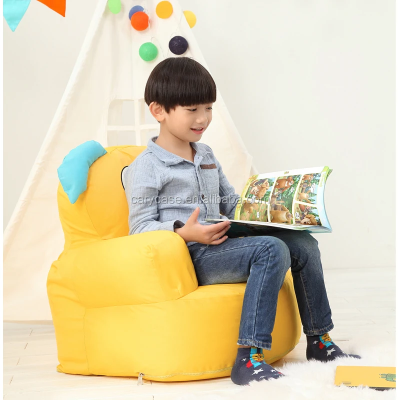 silk screen print yellow cartoon bean bag chair, lovely fancy beanbag sofa seat cushion