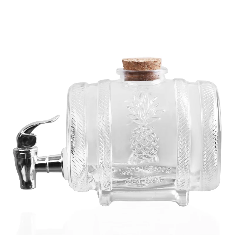 40 Oz Barrel Wine Whiskey Decanter with Wooden Stand Drink Dispenser for  Bar Hotel