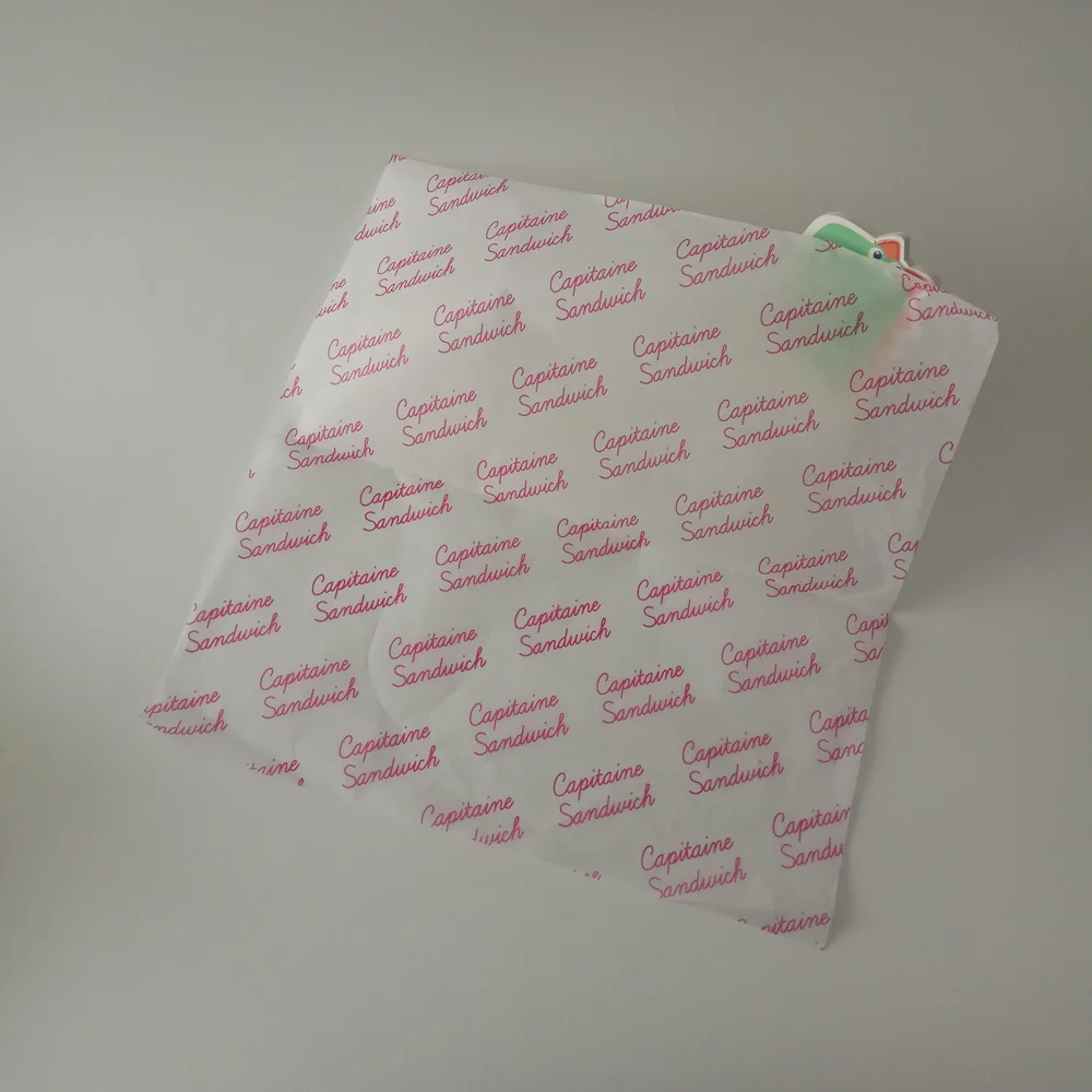 Food Grade Custom Printed Butter Wrapping Wax  Paper Greaseproof Paper For Burger Wrap