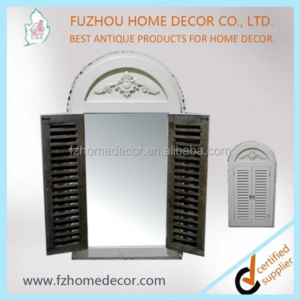 European Arched Window Shape Large Custom Antique wall decorative wood framed mirrors decoration