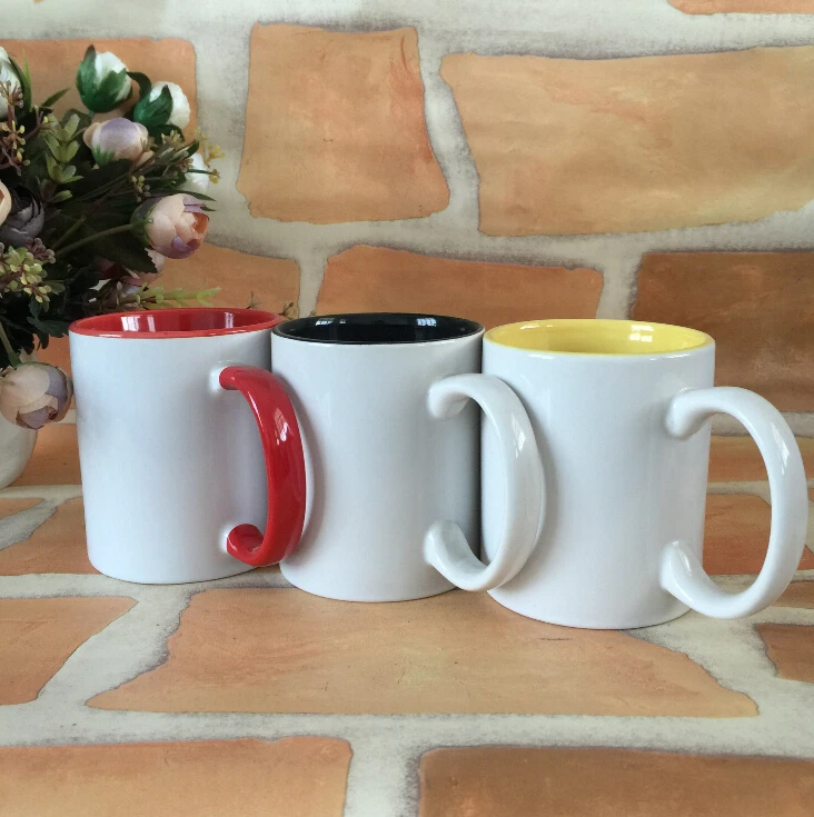 Most Popular Colorful Ceramic Mug With Heart Shape Handle