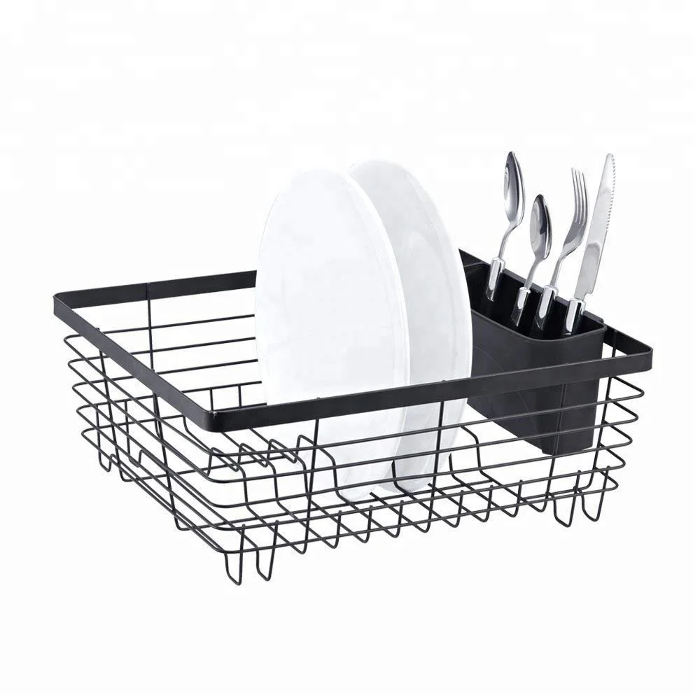 Kitchen Dish Drainer Drying Rack With Black Color Stainless Steel Dish Rack