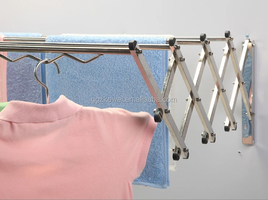 MR-VP4W  clothes stands with wind proof hanger stainless steel wall mounted  folding clothes drying rack dryer