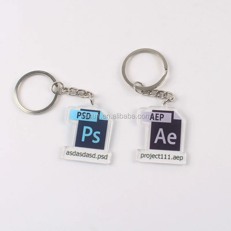 Custom shape Eco-Friendly epoxy acrylic charm keychain transparent Anime Keyring