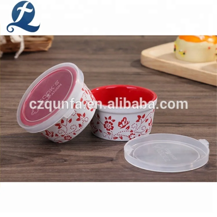 Household Printed Ceramic Baking Dish Bakeware Set With Lid