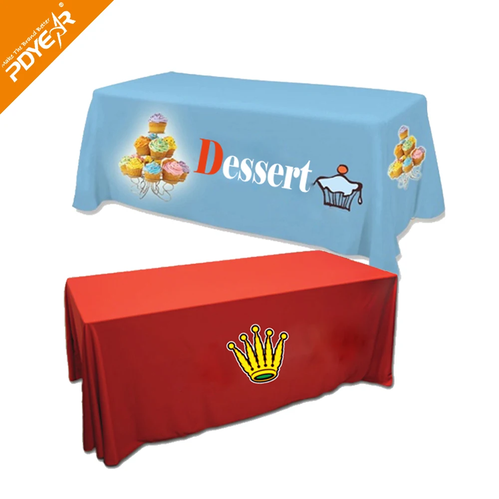 top quality free design custom logo printed stretch drape fitted tradeshow table cover