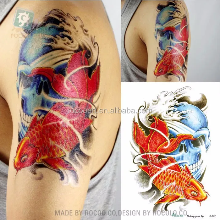 LC807/New 2015 cool gold fish designs temporary fake body tattoos sleeves for arm men