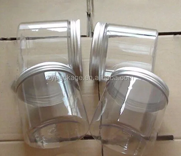 Wholesale cosmetic food packaging 50m 100ml 150ml 200ml 250ml 300ml amber clear pet plastic cosmetic cream jar with aluminum lid