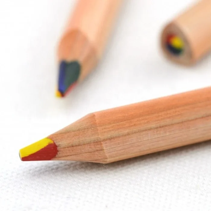 
Promotional Jumbo Natural Wood 4 in 1 Rainbow Color Pencil 
