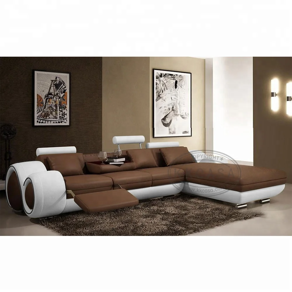 Living room L shape Sectional sofa set  cheaper Recliner sofa  Half Moon Small Pure Imported Leather Sofa Set