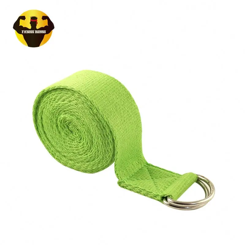 Rambo hot selling 2019 Colorful D Ring training Cotton Stretch hemp Yoga bands and yoga Strap