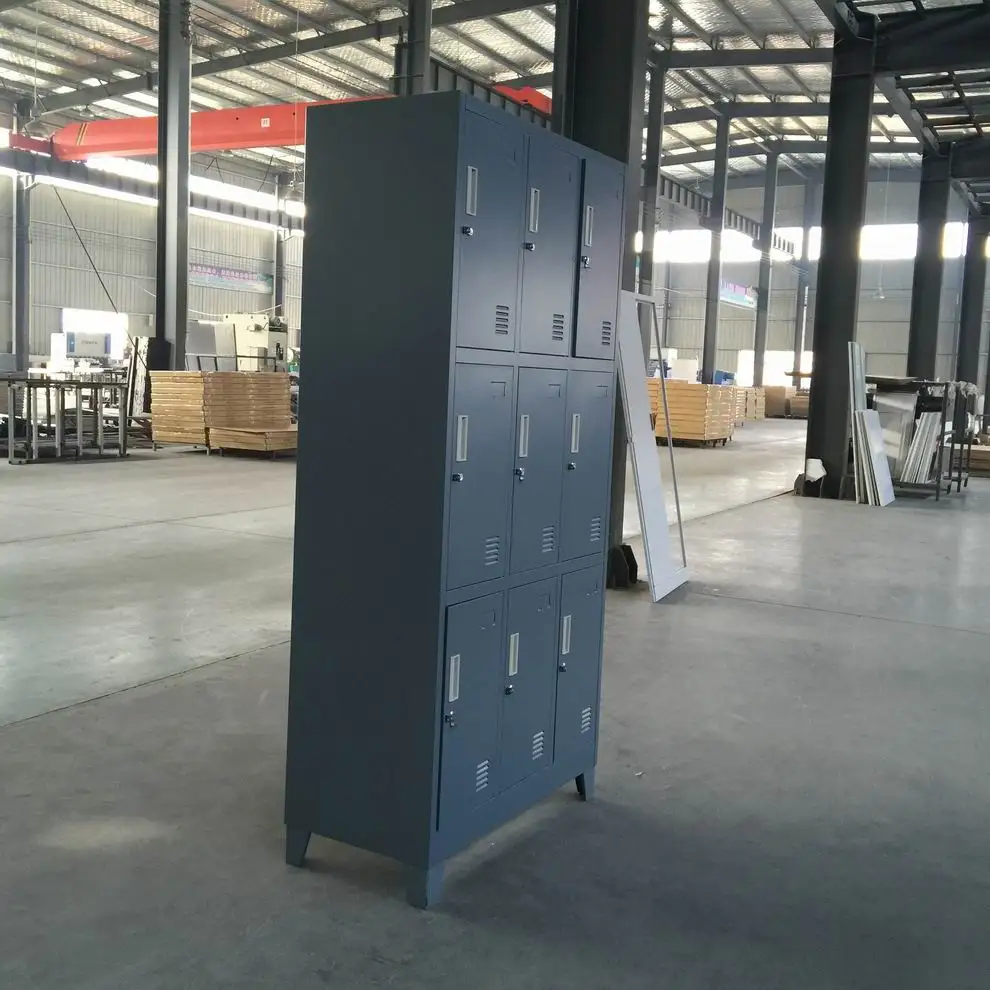 Шкафчик для тренажерного зала офисный школьный металлический шкаф хранения запираемый стальной шкафчик с 9 дверцами и стоячими ножками