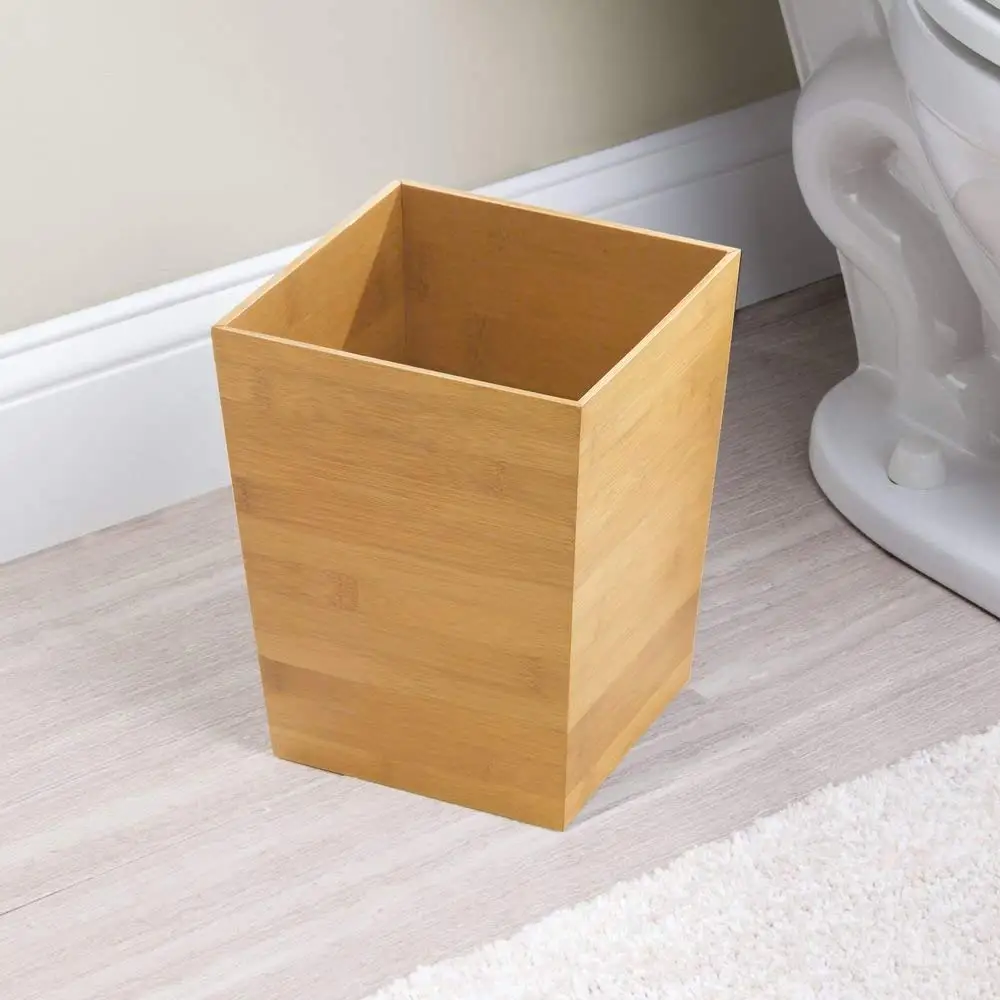 Natural Bamboo Bathroom Square Waste Can Home or Office Wastebasket,Small Garbage Container Bin for House