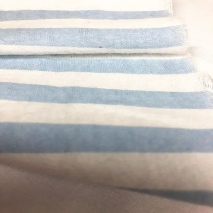 Wholesale 100% cotton blue white stripes flannel printed fabric