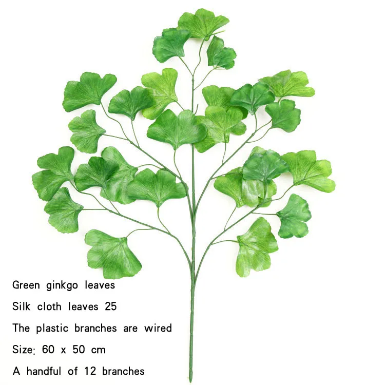 High quality artificial plastic branch ginkgo tree yellow  leaves