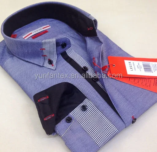 2021 Italian fashion cotton contrast collar and cuff double collar shirt for men