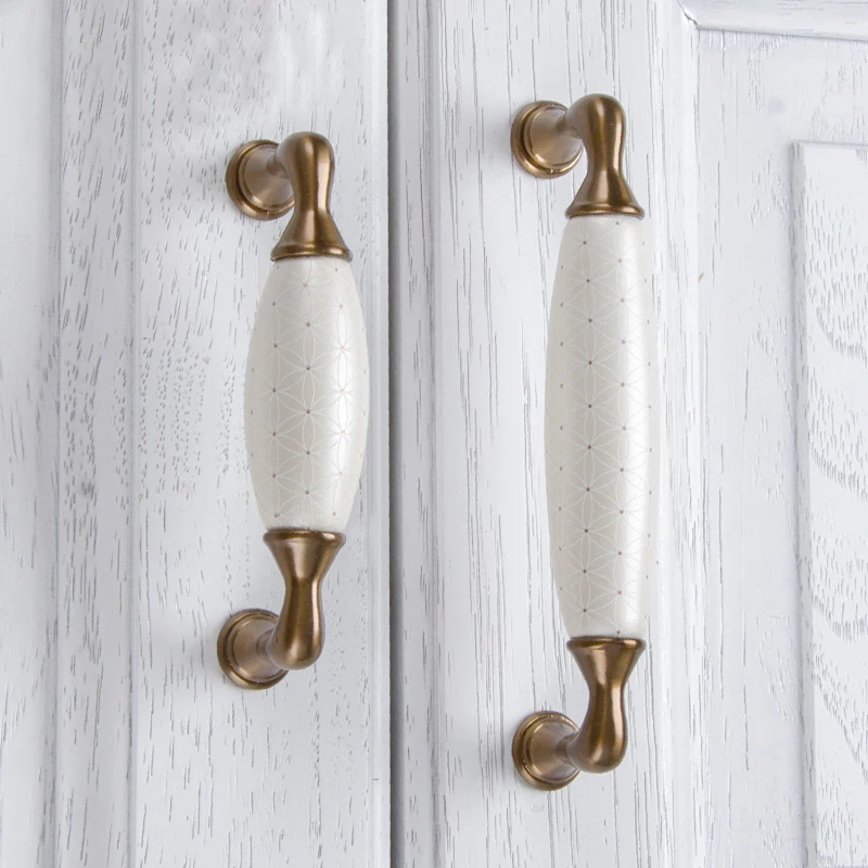 Ceramic Door Handles Antique Furniture Knobs and Handles for Kitchen Cabinet Cupboards Drawer Pulls CZ-2026