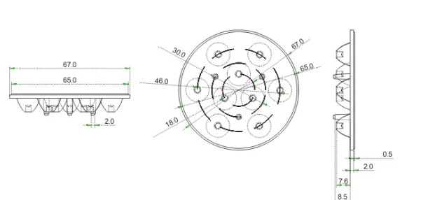 67MM Narrow Beam Angle 6/7/9/12in1  PMMA Led Lenses for Down Light Spot Light
