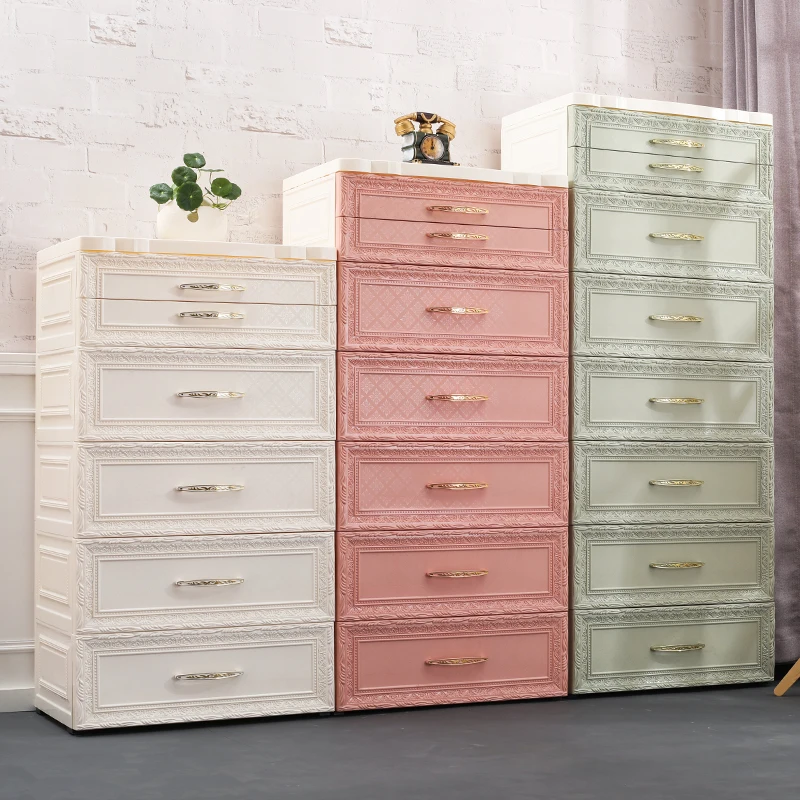 
European Wardrobe Bedroom 5-drawer Baby Plastic Drawer Cabinet 