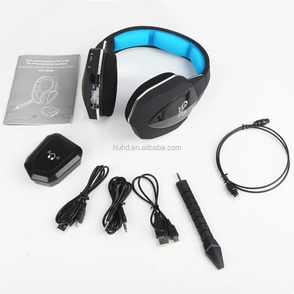 2.4G wireless gaming removable mic headphone over-ear gaming headset Good quality  for Xbox one PC PS3 Xbox 360 PS4