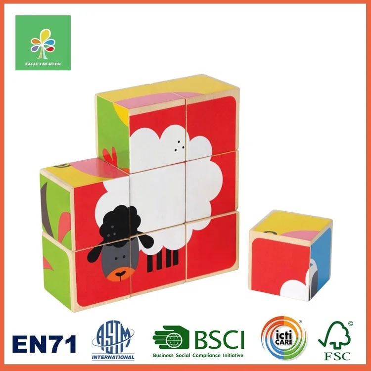 Wooden Block Puzzle Animal matching Forming educational building block set preschool for kids children safe non toxic wooden toy