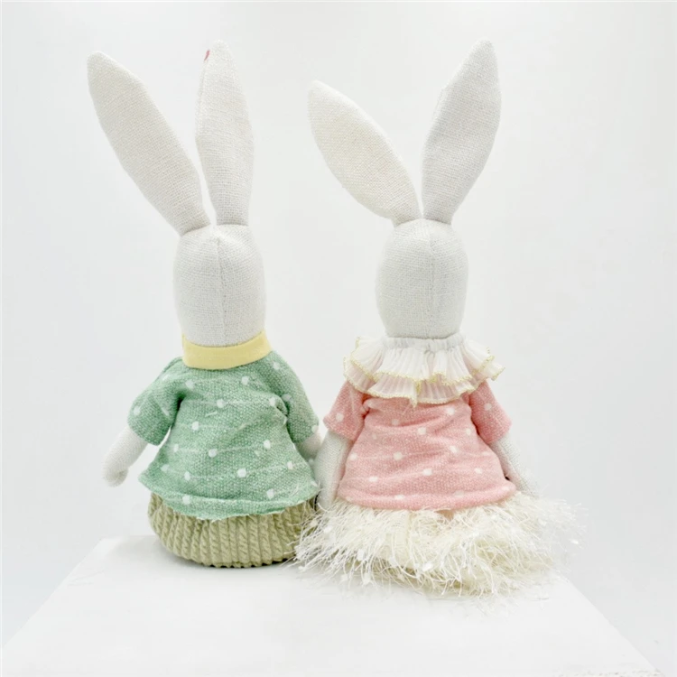 Custom Easter decoration Rabbit Shelf Sitter Bunny Couple Ornament Holiday Gifts Figure Stuffed Bunny For Home Decor
