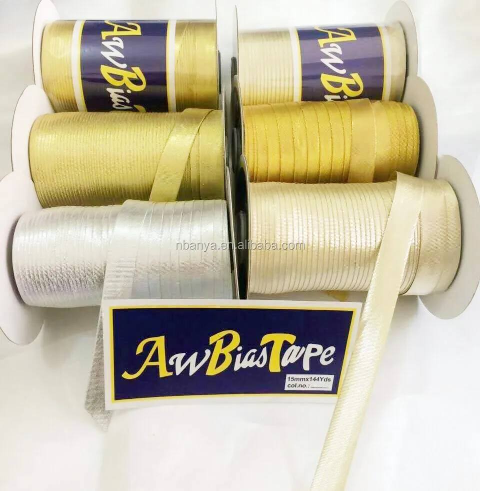 15mm144yds 100% polyester satin bias tape AW brand bias binding piping tape polyester tape