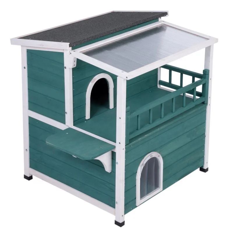 Weatherproof Cat Outdoor House Shelter Pen Kennel Enclosure With Sunroof Wooden cat cage