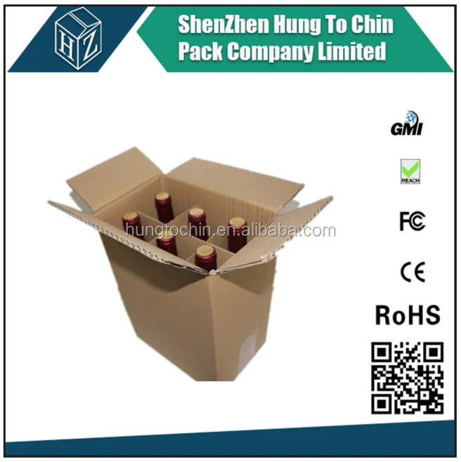 
Cardboard box 3-Layer B-Flute Flexo wine bottle carton box with separator 
