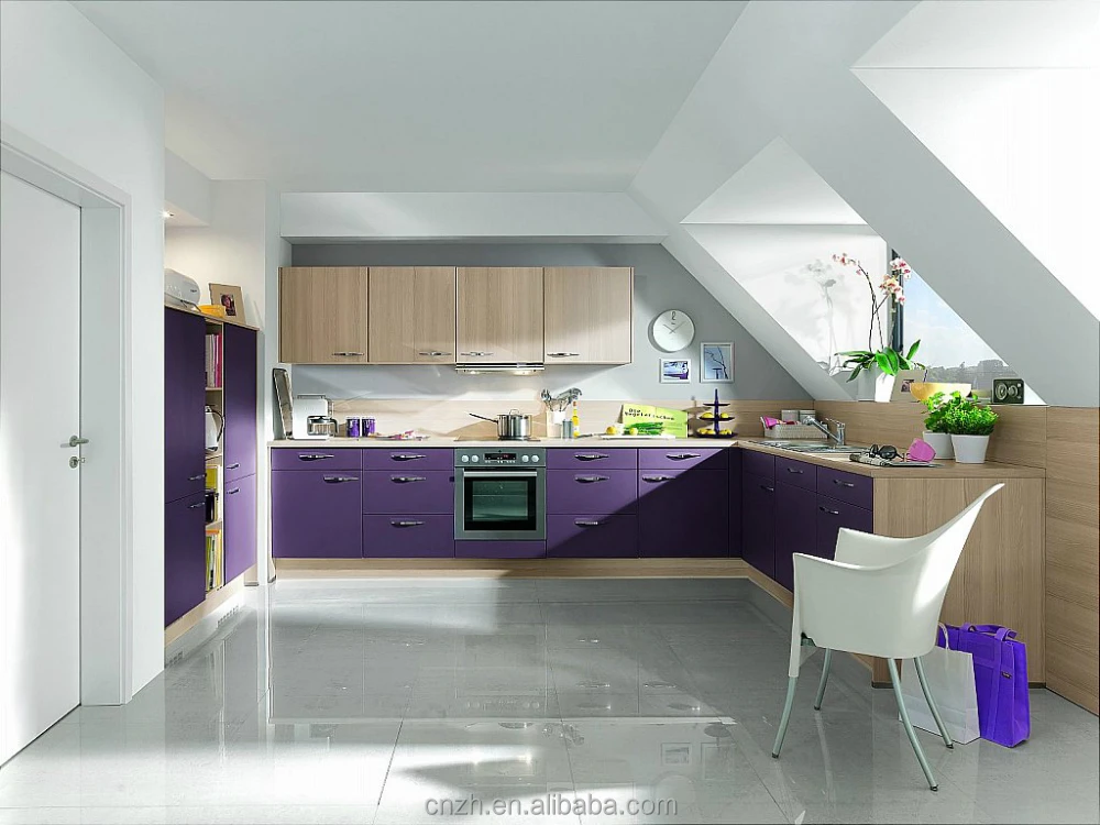 Competitive Price 2015 high glossy Red color Laquer Finished MDF modern kitchen cabinets