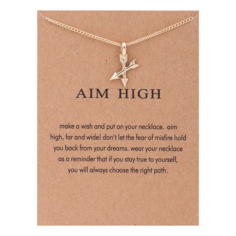 Fashion Aim High Gold-color Crossing Arrows Reminder Necklace For Women Jewelry