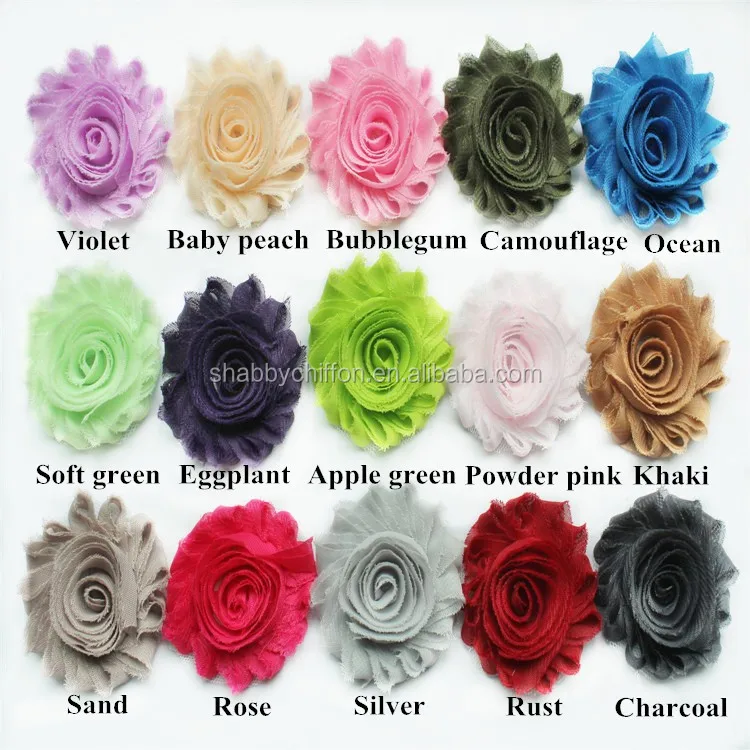 
83colors wholesale shabby flower rosette chiffon shabby flowers trim wholesale for headbands--chiffon flower(83colors selection) 