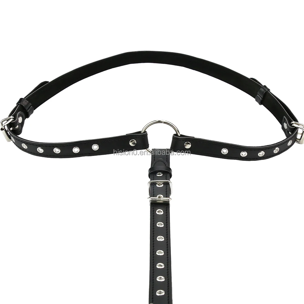 BDSM Body Bondage Restraint Adult Sex Toy Adjustable Black Leather Strap On Harness Breasts With Collar Choker Bondage Neck