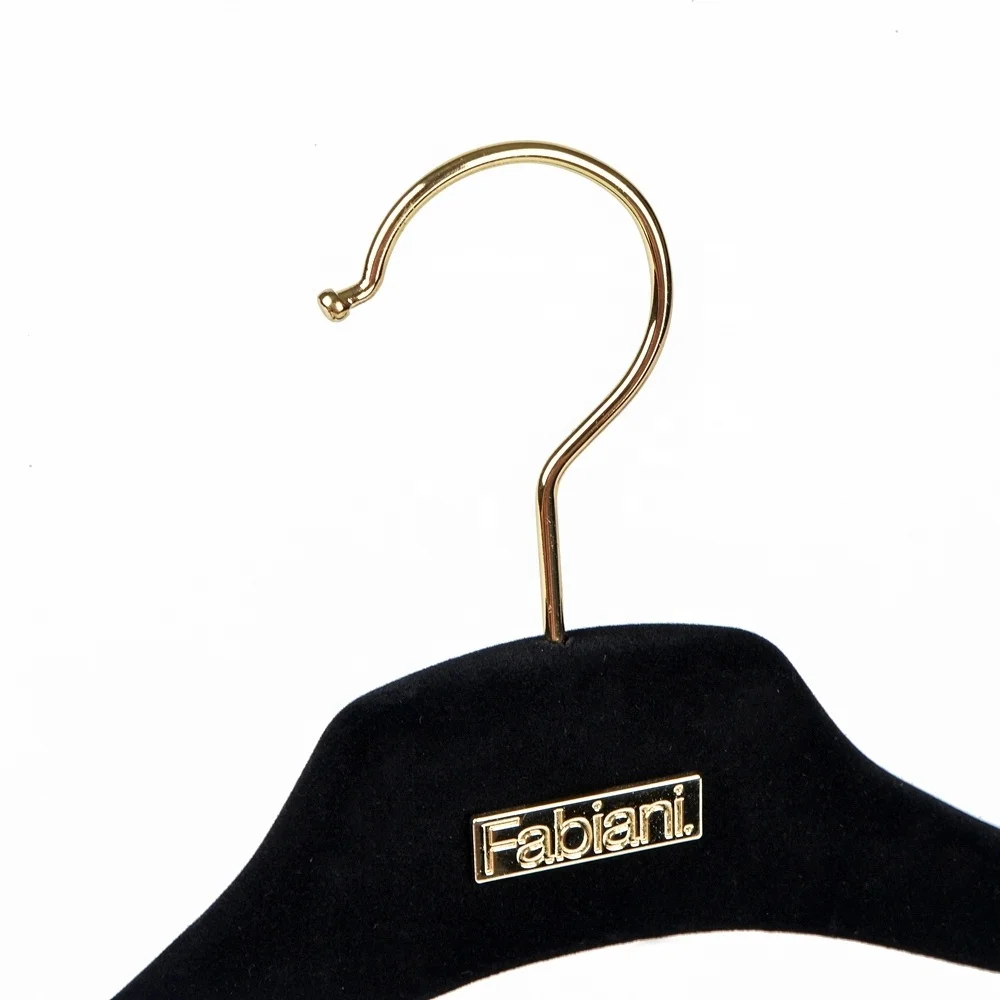 High quality custom anti-slip black wood velvet hanger for clothing with clips