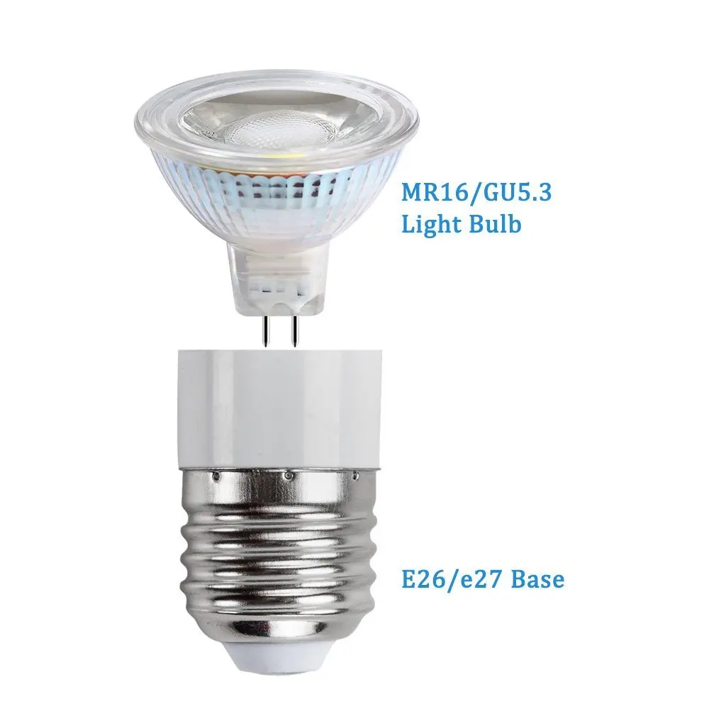 E26/E27 to MR16 Converter, E26/E27 Edison Screw to MR16 - Bi Pin GU5.3 Base Socket Adapter Converter